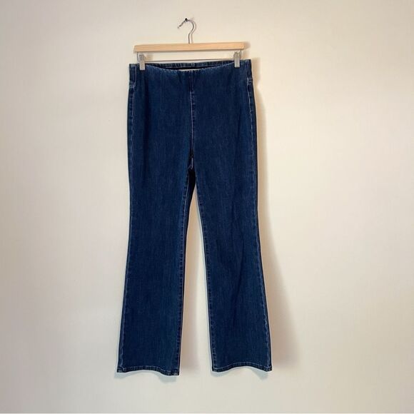 Soft Surroundings Denim Boot Cut Pull On jeans Dark Wash Size Medium Stretch - Picture 2 of 6